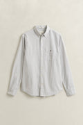 PEWTER GREY, REG CLASSIC OXFORD STRIPE SHIRT, FLAT-LAY BY GANT AU.