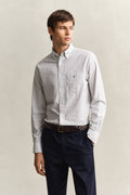 PEWTER GREY, REG CLASSIC OXFORD STRIPE SHIRT, FRONT-VIEW BY GANT AU.