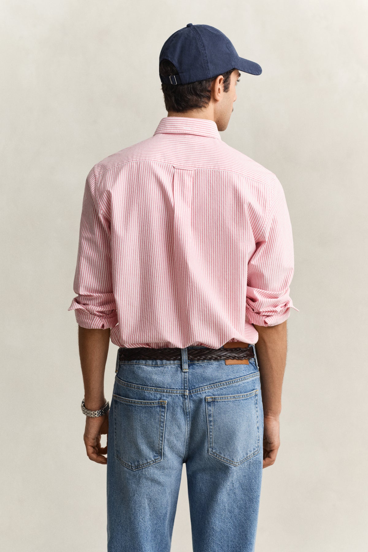 ROSE RED, REG CLASSIC OXFORD STRIPE SHIRT, BACK-VIEW BY GANT AU.
