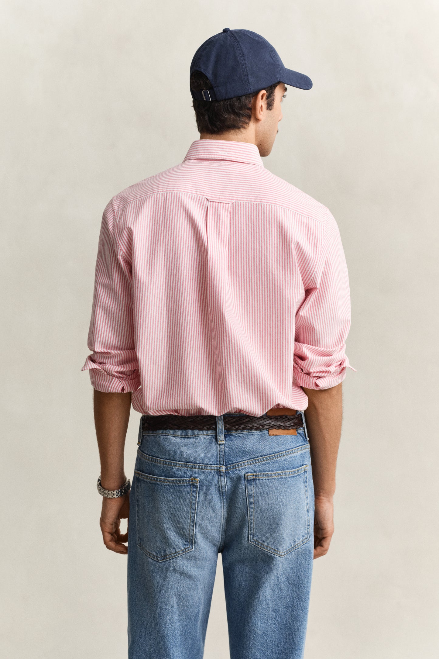 ROSE RED, REG CLASSIC OXFORD STRIPE SHIRT, BACK-VIEW BY GANT AU.