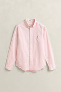 WASHED PINK, REG CLASSIC OXFORD STRIPE SHIRT, FLAT-LAY BY GANT AU.
