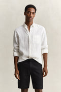 WHITE, REG GMNT DYED LINEN SHIRT, FRONT-VIEW BY GANT AU.