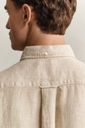 MODEL WEARING REG GMNT DYED LINEN SHIRT