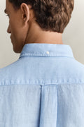 MODEL WEARING REG GMNT DYED LINEN SHIRT