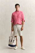 ROSE PINK, REG GMNT DYED LINEN SHIRT BY GANT AU.