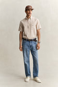 OAT BEIGE, REG COTTON LINEN SS SHIRT BY GANT AU.