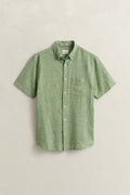 HERB GREEN, REG COTTON LINEN SS SHIRT, FLAT-LAY BY GANT AU.