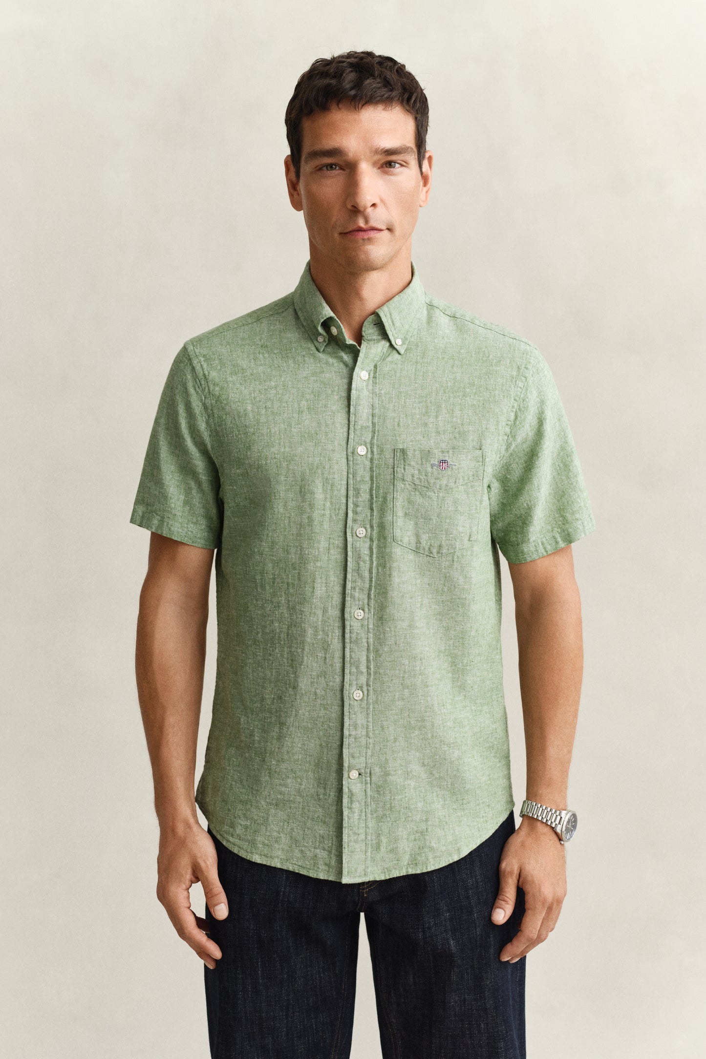 Linen Blend Short Sleeve Shirt