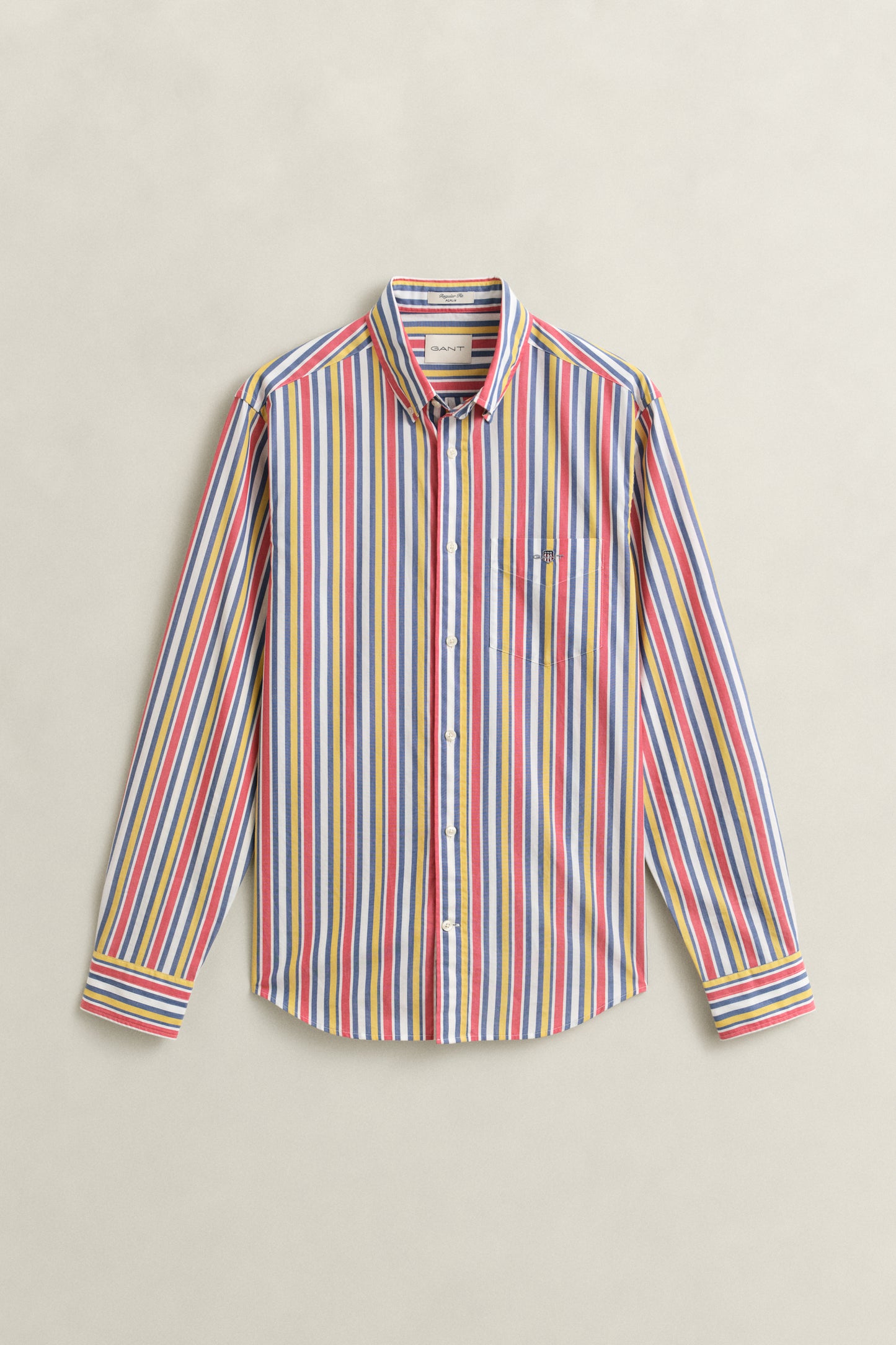 MULTICOLOR, REG MULTISTRIPE POPLIN SHIRT, FLAT-LAY BY GANT AU.