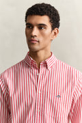 MODEL WEARING REG CLASSIC POPLIN STRIPE SHIRT