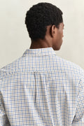 TAUPE BEIGE, REG CLASSIC POPLIN CHECK, CLOSE-UP BY GANT AU.