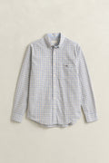TAUPE BEIGE, REG CLASSIC POPLIN CHECK, FLAT-LAY BY GANT AU.