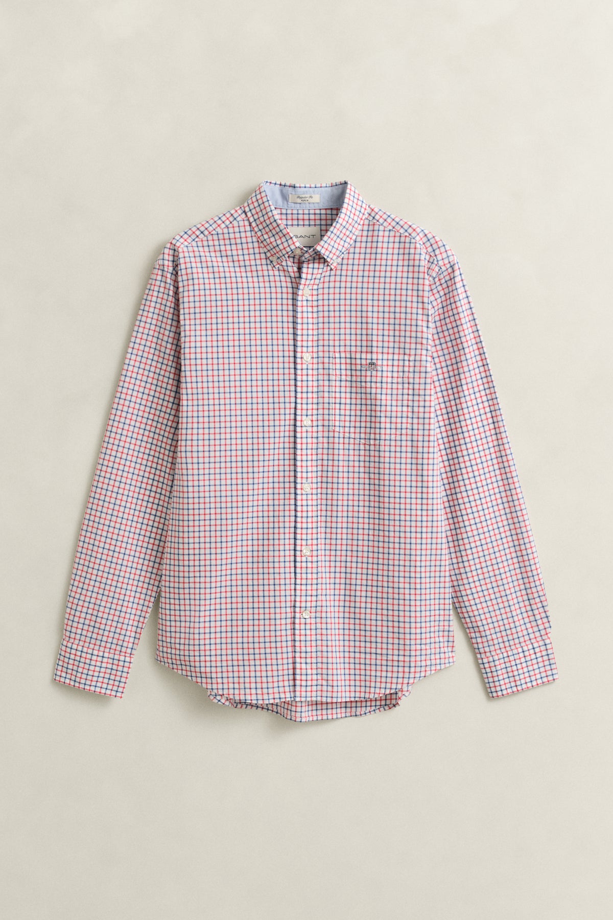ROSE RED, REG CLASSIC POPLIN CHECK, FLAT-LAY BY GANT AU.