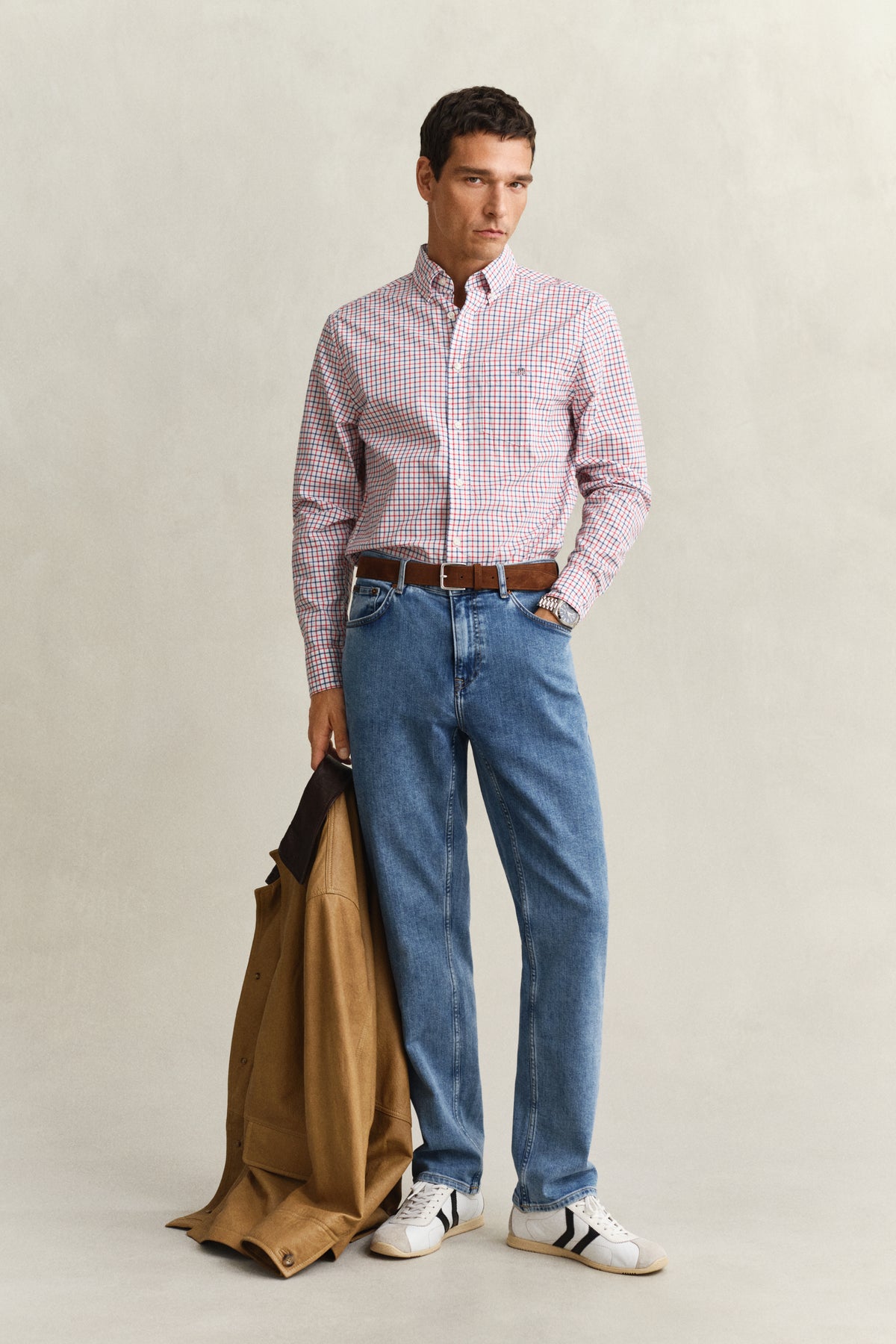 ROSE RED, REG CLASSIC POPLIN CHECK BY GANT AU.