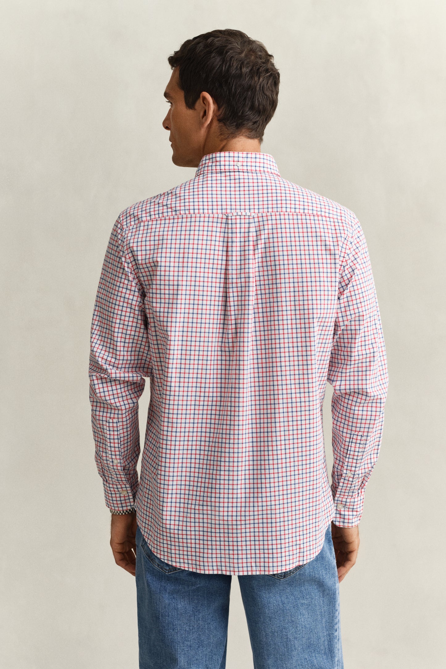 ROSE RED, REG CLASSIC POPLIN CHECK, BACK-VIEW BY GANT AU.