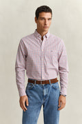 ROSE RED, REG CLASSIC POPLIN CHECK, FRONT-VIEW BY GANT AU.