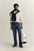 OAT BEIGE, REG COTTON LINEN STRIPE SHIRT BY GANT AU.