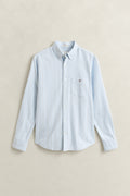SKY BLUE, REG CLASSIC OXFORD STRIPE SHIRT, FLAT-LAY BY GANT AU.