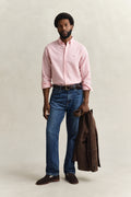 ROSE PINK, REG SEERSUCKER STRIPE SHIRT BY GANT AU.