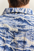 VINTAGE BLUE, REL AOP CAMP COLLAR SS SHIRT, CLOSE-UP BY GANT AU.