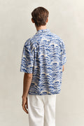 VINTAGE BLUE, REL AOP CAMP COLLAR SS SHIRT, BACK-VIEW BY GANT AU.