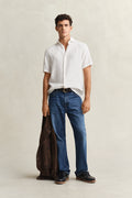 WHITE, REG LINEN SS SHIRT BY GANT AU.