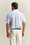 SKY BLUE, REG LINEN SS SHIRT, BACK-VIEW BY GANT AU.