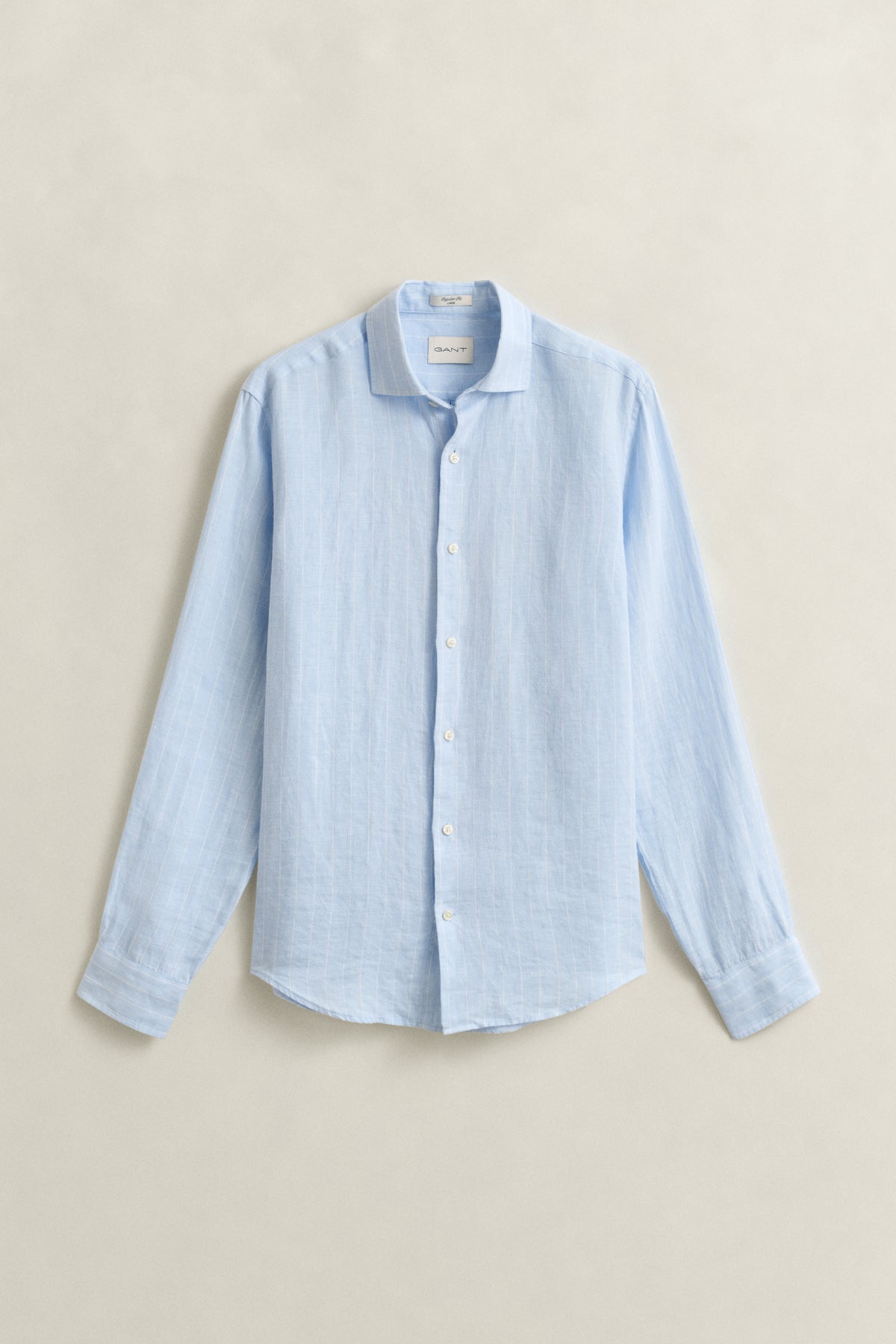 SKY BLUE, REG LINEN STRIPE SHIRT, FLAT-LAY BY GANT AU.