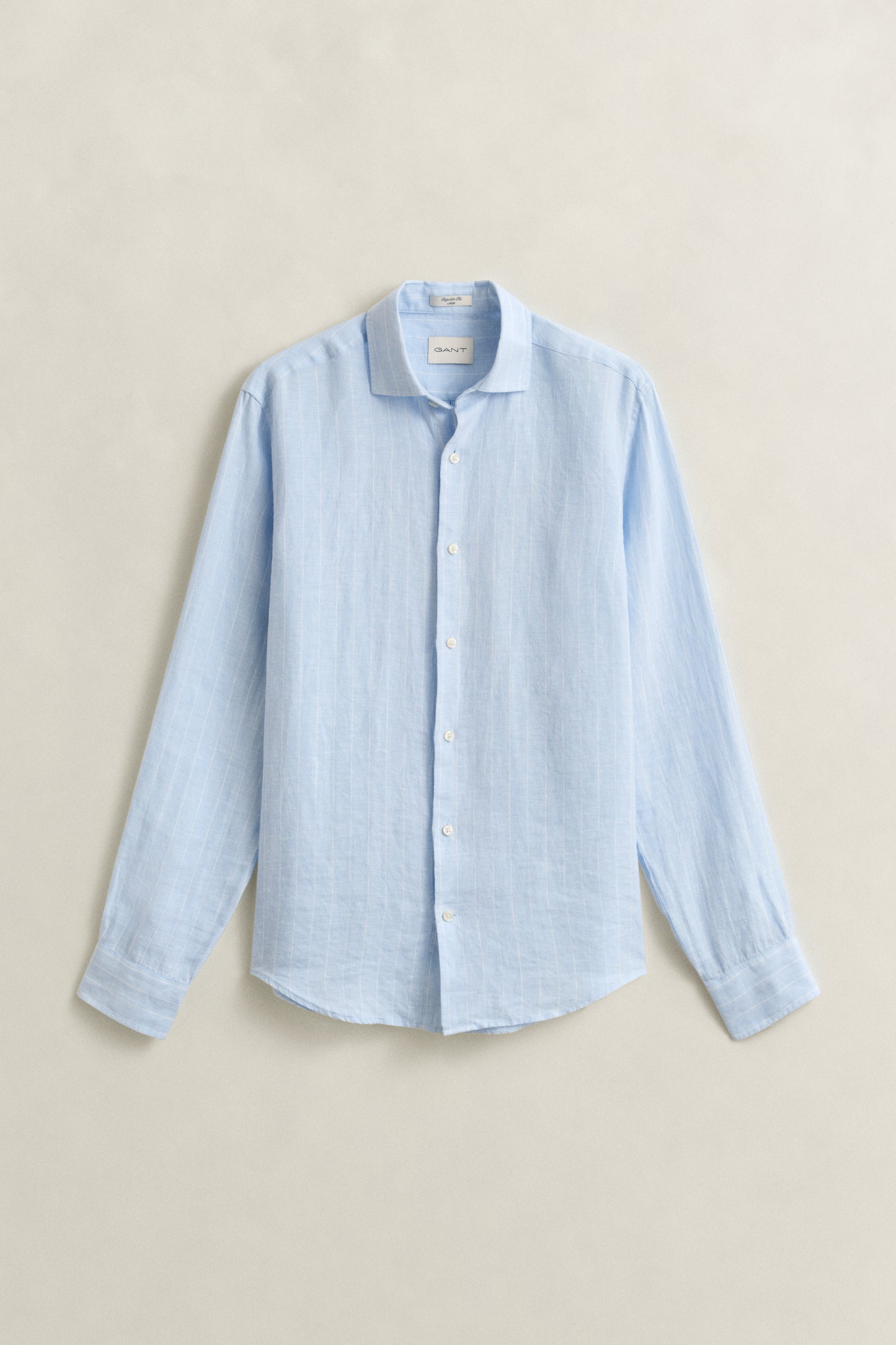 SKY BLUE, REG LINEN STRIPE SHIRT, FLAT-LAY BY GANT AU.
