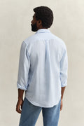 SKY BLUE, REG LINEN STRIPE SHIRT, BACK-VIEW BY GANT AU.