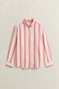 ROSE RED, REG COTTON LINEN STRIPE SHIRT, FLAT-LAY BY GANT AU.