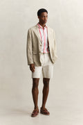 ROSE RED, REG COTTON LINEN STRIPE SHIRT BY GANT AU.