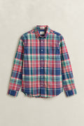 ROSE RED, REG INDIAN MADRAS CHECK SHIRT, FLAT-LAY BY GANT AU.