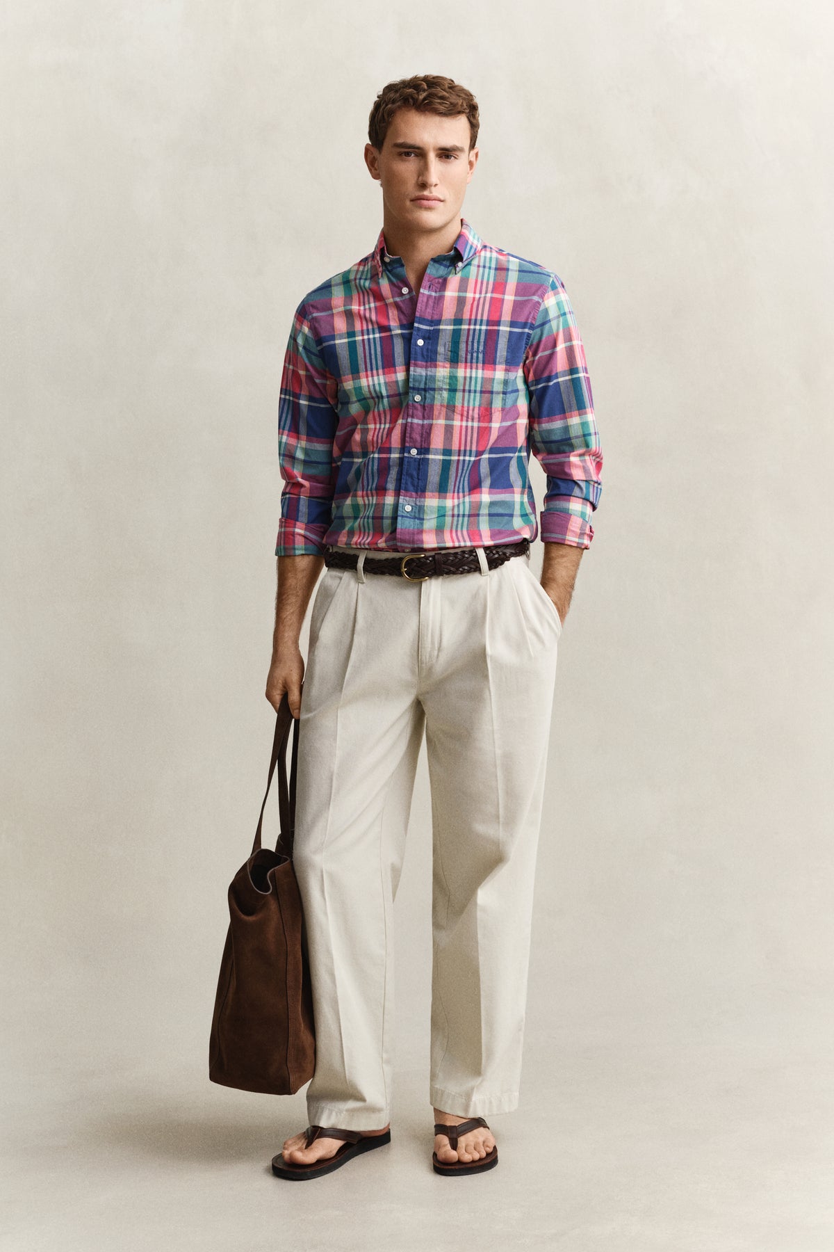 ROSE RED, REG INDIAN MADRAS CHECK SHIRT BY GANT AU.