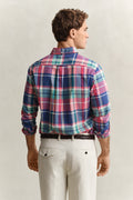 ROSE RED, REG INDIAN MADRAS CHECK SHIRT, BACK-VIEW BY GANT AU.