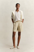 OAT BEIGE, LINEN BLEND PULL ON SHORTS BY GANT AU.