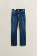 DARK BLUE WORN IN, Slim Flared Jeans, FRONT-VIEW BY GANT AU.