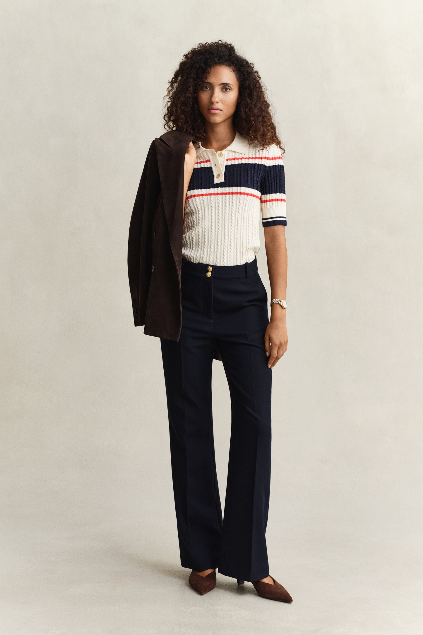 EVENING BLUE, SLIM FLARE NAUTICAL PANTS BY GANT AU.