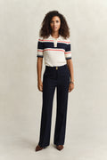 EVENING BLUE, SLIM FLARE NAUTICAL PANTS, FRONT-VIEW BY GANT AU.