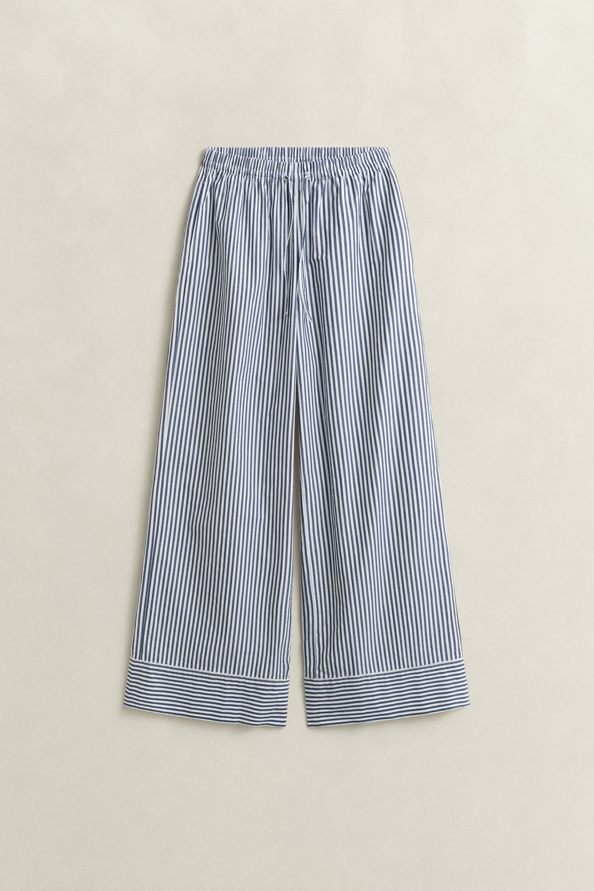 RICH NAVY, STRIPE POPLIN PULL ON PANTS, FRONT-VIEW BY GANT AU.