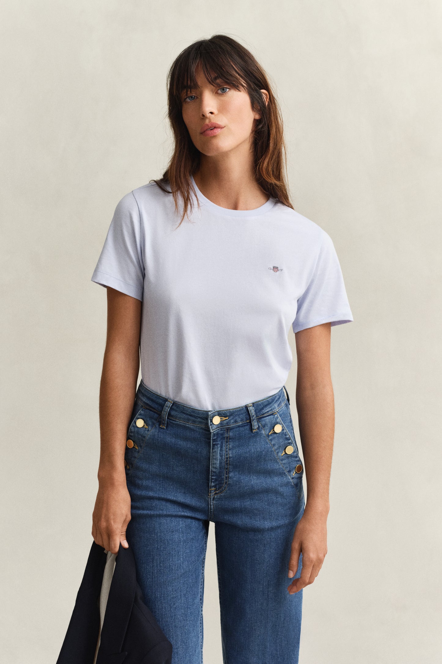 LIGHT BLUE, REG SHIELD SS T-SHIRT, FRONT-VIEW BY GANT AU.