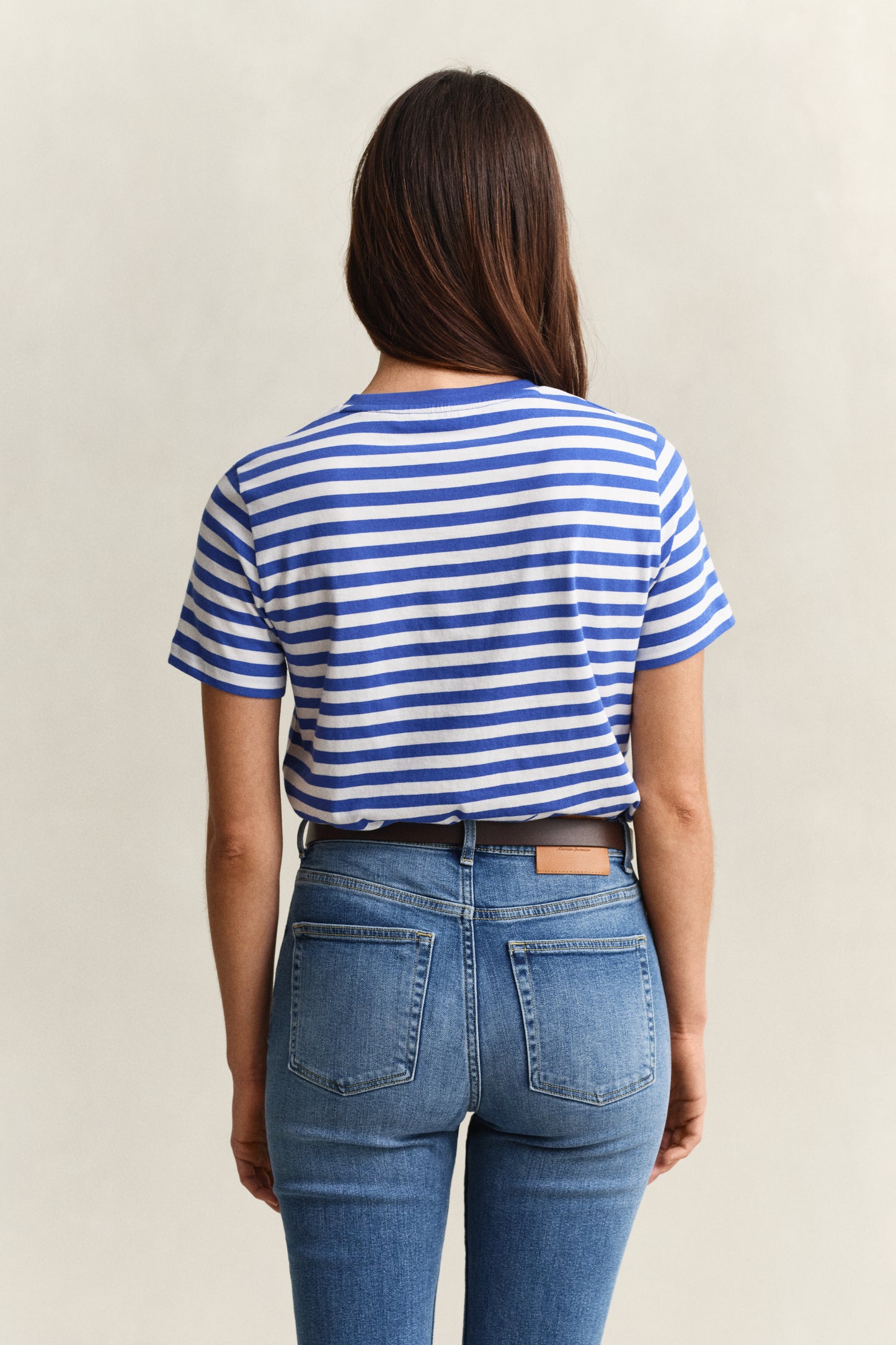 ROYAL BLUE, REG STRIPED SHIELD SS T-SHIRT, BACK-VIEW BY GANT AU.