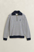 EVENING BLUE, STRIPED HALF ZIP SWEAT, FLAT-LAY BY GANT AU.