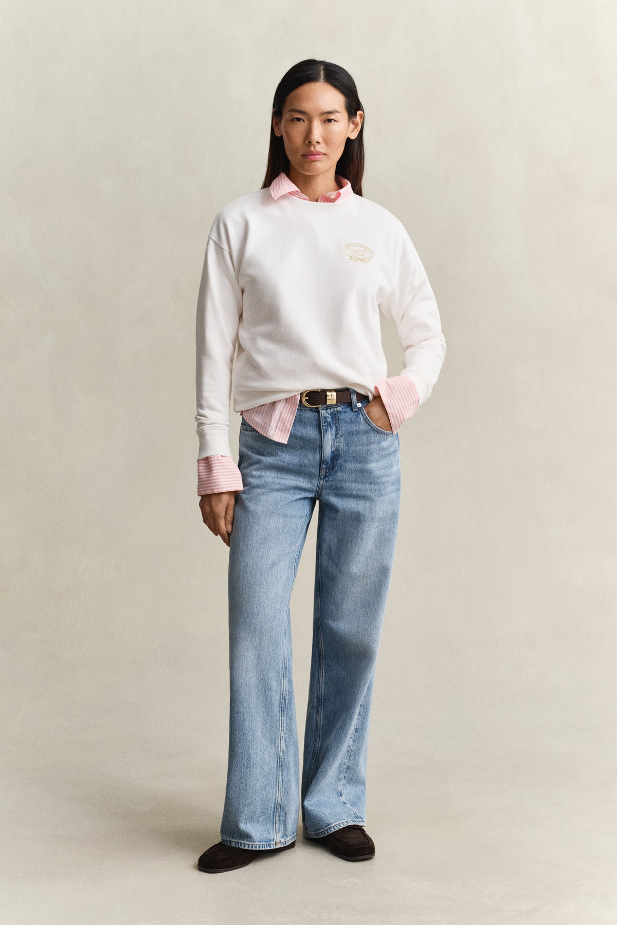 EGGSHELL, ROPE GRAPHIC C-NECK SWEAT BY GANT AU.