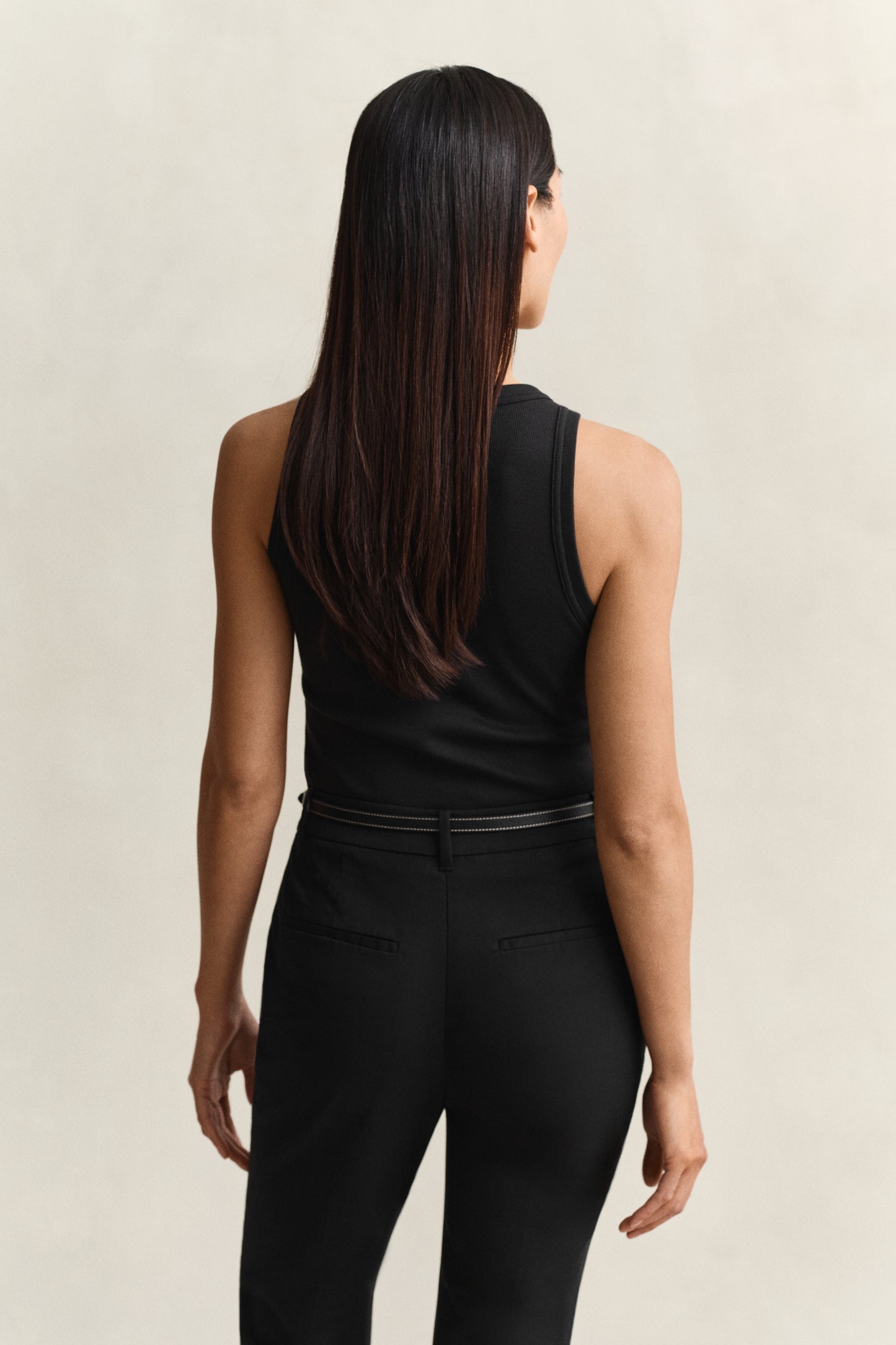BLACK, HIGH NECK RIB TANK TOP, BACK-VIEW BY GANT AU.
