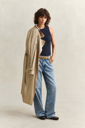 EVENING BLUE, HIGH NECK RIB TANK TOP BY GANT AU.