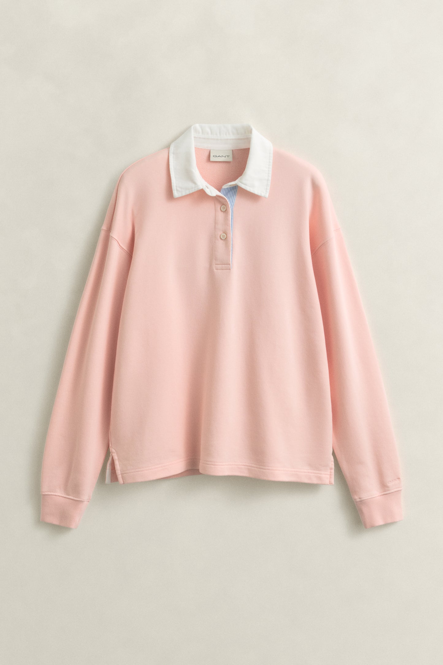 APRICOT PINK, RUGGER SWEATSHIRT, FLAT-LAY BY GANT AU.