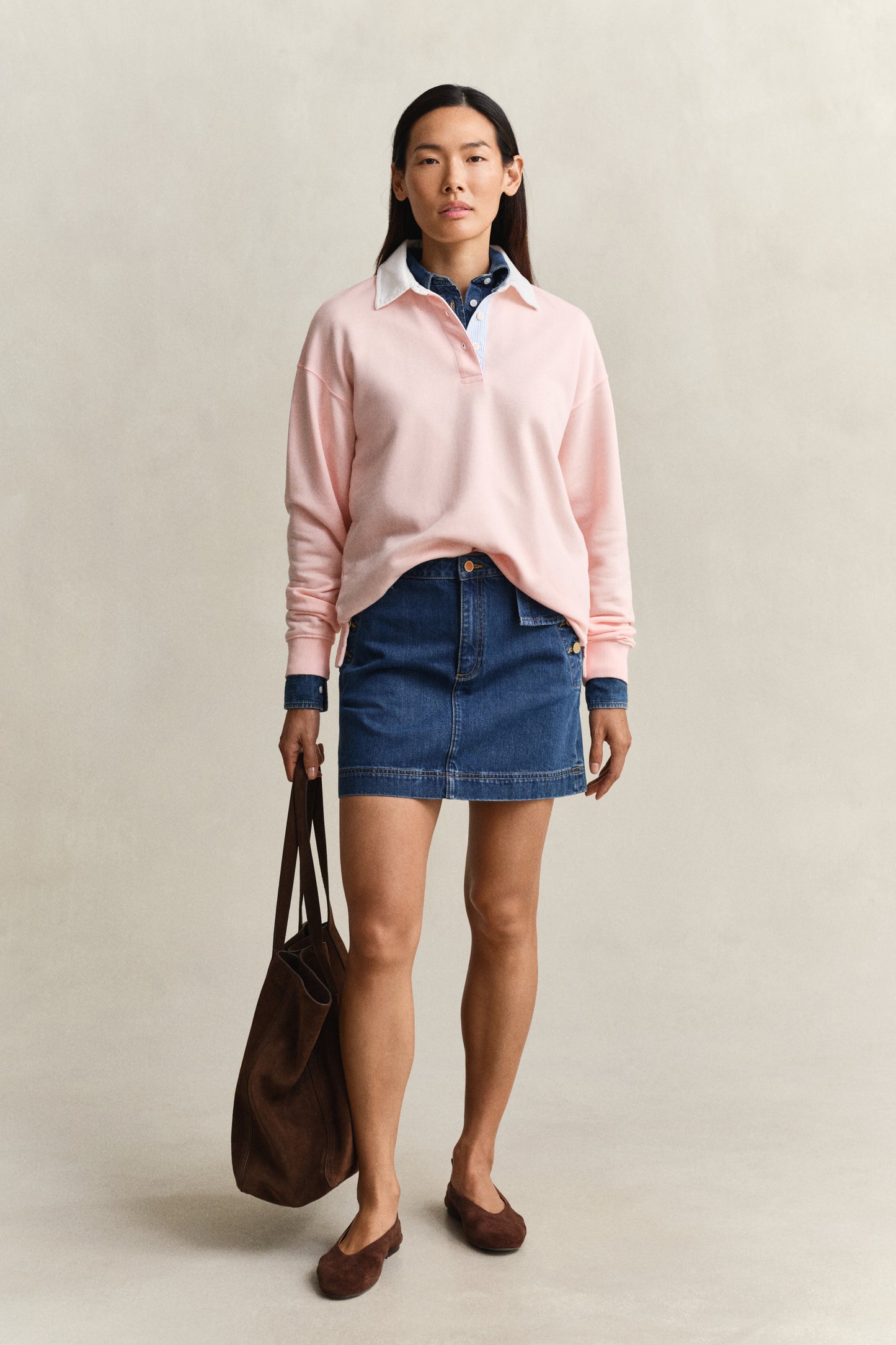 APRICOT PINK, RUGGER SWEATSHIRT BY GANT AU.