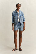 EGGSHELL, SLIM STRIPED SS PIQUE POLO BY GANT AU.