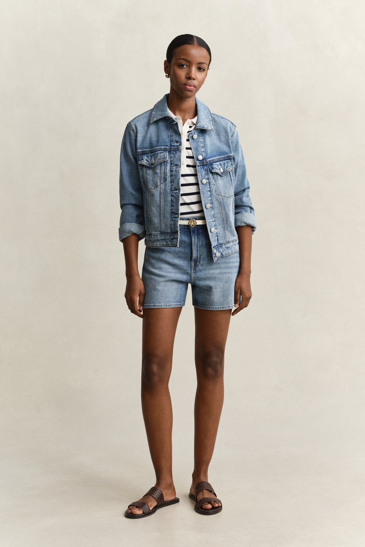 EGGSHELL, SLIM STRIPED SS PIQUE POLO BY GANT AU.